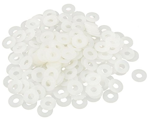 sourcing map 200 Stück Unterlegscheibe Dichtung Nylon M4 1 mm Dicke Weiß | 10mm Außendurchm., 4mm Innendurchm., für Wasserhahn Rohr Wasserschlauch
