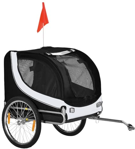 PawHut Steel Dog Bike Trailer Pet Cart Carrier for Bicycle Kit Water Resistant Travel
