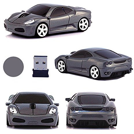 urchoiceltd® 2,4 GHz Wireless 3D 1600 DPI Ferrari F430 Auto-Form optische USB schnurlose Gaming Maus mit und Schwanz Licht Scheinwerfer bis