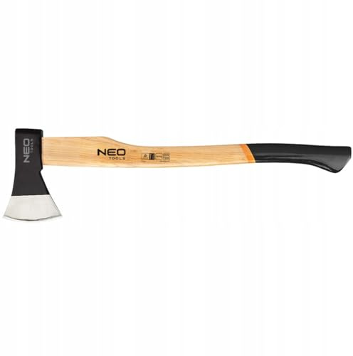 NEO TOOLS Axt 1250 g, Hickory-Schaft, Schlagfläche zonenweise gehärtet | Verbindung mit Holz, Stahlkeil (HxL) 710 x 195 mm Universalaxt, Für Garten