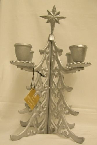 Weihnachten Kerzenhalter Kerzenständer Weihnachtsbaum silber