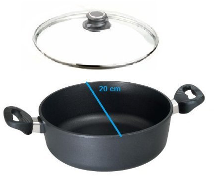 MaxxGoods by EUROLUX Alu Guss Bratentopf | Ø 20cm, H 10cm | INDUKTION | Ceramikoberfläche | PFOA-Frei | mit oder ohne Glasdeckel | Made in Germany | (Ø 20cm H 10cm, Induktion + Glasdeckel)