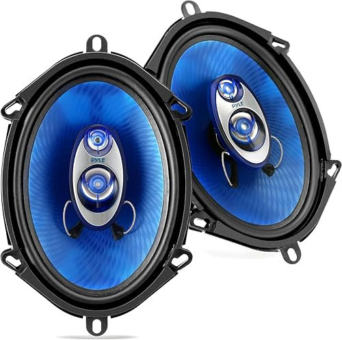 Pyle Casse Auto Altoparlanti 13 x 18 cm Coppia, Cono in Polipropilene Blu 3 Vie 300 Watt con Surround in Gomma Butilica 80-20kHz Impedenza 4 Ohm e Bobina ASV 2,54 Centimetri