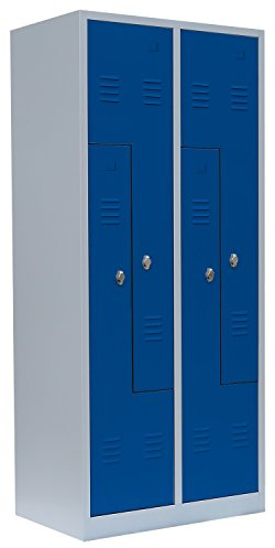 Lüllmann 4er Spind Z-Spind Umkleide Stahl grau/blau 180x80x50cm | komplett montiert, Kleiderspind, Garderobenschrank, 525111