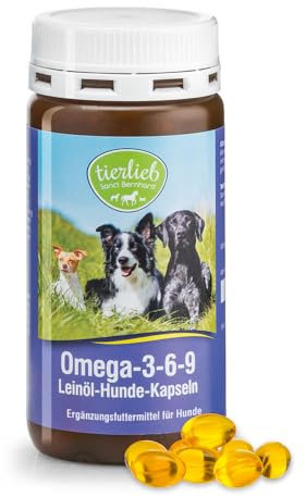 tierlieb Omega-3-6-9-Leinöl-Hunde-Kapseln | 500 mg Leinöl pro Kapsel | 180 Kapseln
