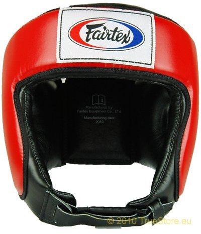 Fairtex Muay Thai och Kickbox tävling huvudskydd HG9, röd/svart, M