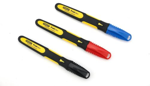 STANLEY 0-47-322 Marqueurs 3 Couleurs - Gamme FATMAX - Corps Bi Matière - Pointe Fine - Marqueur Permanent Résistante À L'Eau Et À L'Huile - Séchage Rapide - Marquage Sur Tout Type De Matériaux