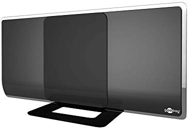 Goobay 67179 Antenna Omnidirezionale Interno Full HD - Antenna Attiva con Amplificatore HDTV (DAB / DVB-T) - Filtro LTE/4G - Nero