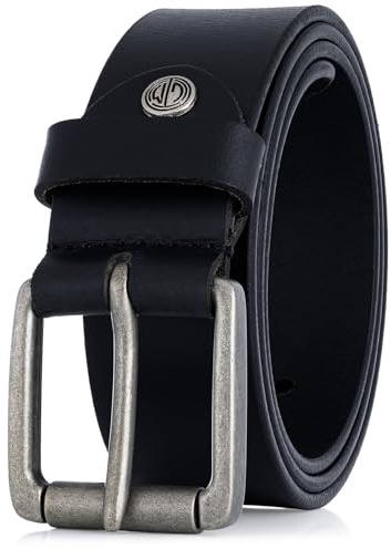 LINDENMANN Leder-Gürtel Herren 40 mm breit, Gürtel Herren Vollrindleder schwarz, Größe/Size:Bundweite 90 cm Gesamtlänge 105 cm W 35.4 M