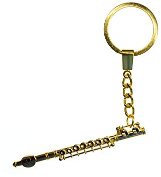 Miniblings Querflöte Flöte Schlüsselanhänger Flötist vergoldet + Box | Begleiter am Schlüsselbund, aus Berlin, ein Fundstück für Sammler