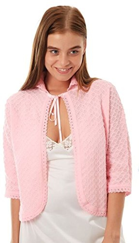 Lady Olga Ladies Knitted Bed Jackets Crochet Design Pink 12-14