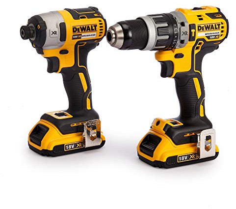 DEWALT DCK266D2-QW DCK266D2 Perceuse Percussion DCD796N + visseuse à Chocs Brushless DCF887N + 2 Batteries 18V 2Ah Li-ION + Coffret