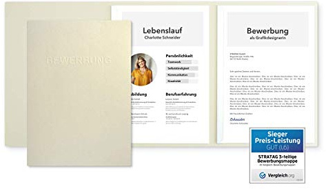 30 Stück SPAR-SET dreiteilige Bewerbungsmappen Creme-Beige in feinster Lederstruktur - inklusive 30 Versandumschläge