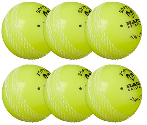 Ram Cricket Softee - Coaching Cricket Balls – Box of 6 – Embossed Seams – Soft Plastic Outer with Mid Pressure Firm Bounce – Perfect Entry Level Training Ball – Indoor & Outdoor Use - Junior