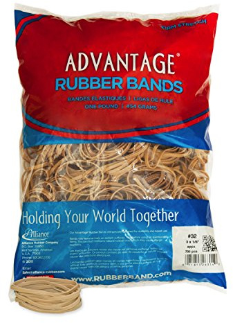 Alliance Rubber 26324 Advantage Rubber Bands Size #32, 1 lb Bag Contains Approx. 700 Bands (3 x 1/8, Natural Crepe) , Beige