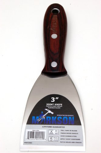 MARKSON Putty Knife 3, Scraper Tool with Pakka Wooden Handle, Spackle Knife, Stainless Steel Blade Joint Knife