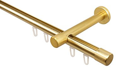 Gardinenstangen mit Innenlauf in Messing Optik 20 mm Ø Endstück Kappe, 180 cm