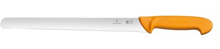 Victorinox, coltello da cucina per prosciutto Swibo, con lama seghettata flessibile, lunghezza della lama: 30 cm, manico in nylon, nero