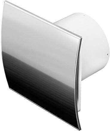 Edelstahl Badlüfter Ø 100 mm Timer/Nachlaufegelung mit Rückstauklappe Lüfter Ventilator Deckenlüfter Front Wandlüfter Badventilator Ventilator Einbaulüfter Bad Küche leise Nachlauf 10 cm