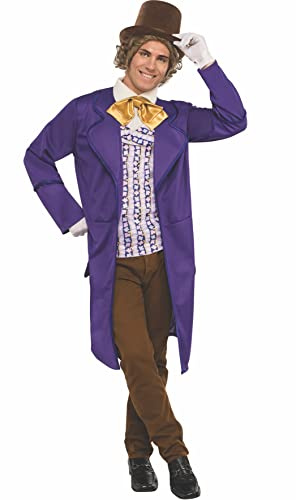 Rubie's Willy Wonka and the Chocolate Factory Deluxe Willy Wonka herrkostym, flerfärgad, en storlek, Material: Polyester, One size