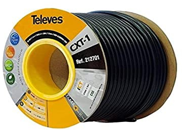 Televes 212701, Cavo coassiale Acciaio-Rame CXT1, Nero, PVC (Bobina Legno 100 m)