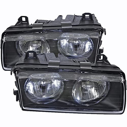 BESTPRICE 2x phares avant Phares principaux gauche + droite Compatible avec BMW Série 3 (E36), 3 Cabriolet (E36), 3 Coupe (E36), 3 Touring (E36)