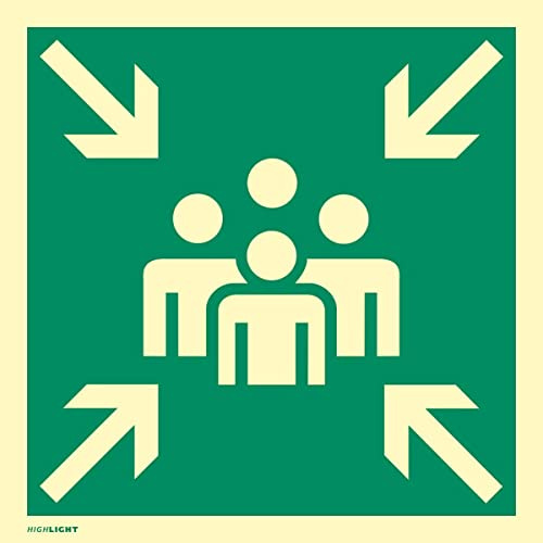 Schild Sammelstelle | Alu 40 x 40 cm | langnachleuchtend | gemäß ASR A1.3 und BGV A8 | Fluchtweg Sammelpunkt Sammelplatz