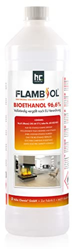 Höfer Chemie Bioethanol 96,6% Premium 90 x 1 L | Ethanol für Tischkamin, Kamin & Gartendeko für Draußen - Rauch- und Rußfrei - Aus Mais & Zuckerrüben