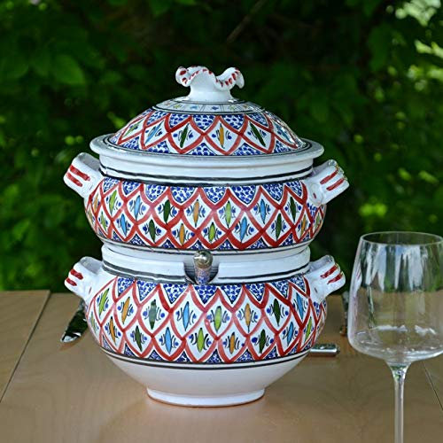 YODECO Couscous Maker, Ceramic, Red, 20 x 20 x 5 cm