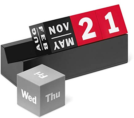 Kuber evig kalender röd/grå/svart