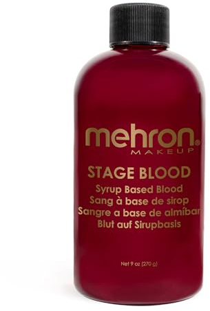 Mehron Makeup Stage Blood Realistic For Halloween Washable Fake Blood For Special Fx, Stage & Screen, Halloween, & Cosplay 9 Oz Bright Arterial