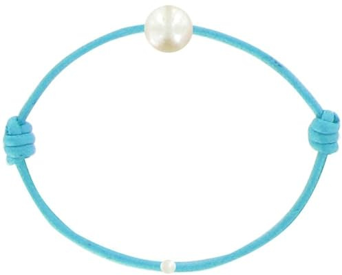 LES POULETTES BIJOUX – barnarmband – min första pärla – vaxat bandarmband – vit odlad sötvattenspärla 6–7 mm – färger, Pärla, Pärla