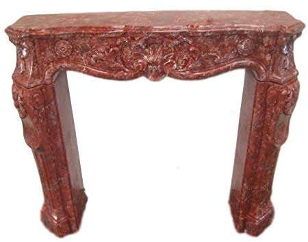 Kaminumrandung Kaminverkleidung Rokoko marmoriert Rubin Breite115cm Kamin Farbe: Carararubinrot