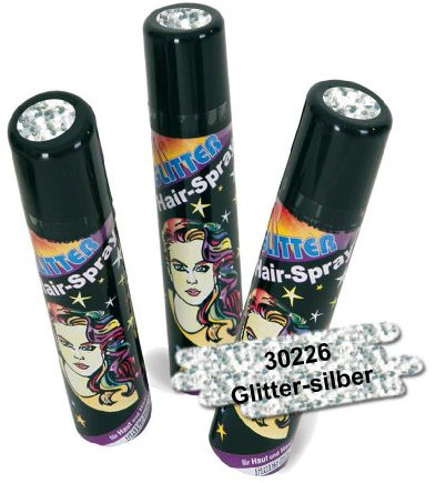 FASCHING 30226 Hairspray Glitter silber, Haarspray+Glitzer+Farbe NEU