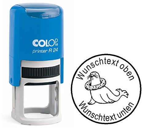 Taucherstempel « ROBBE 01 » Abdruck ca. Ø 24 mm - Stempel für Taucher mit persönlichem Namen, Motiv & Tauchspruch - Robben