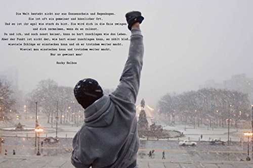 time4art Rocky Balboa BILD MIT ZITAT BOXEN SPORT Print Canvas Bild auf Keilrahmen Leinwand Giclee 120x80 cm Wandbild Wohnzimmer Wall Art Kunstwerk