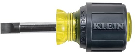 Klein Tools 600-1 5/16-Inch Flat Head Screwdriver with Cabinet Tip, Made in USA, 1-1/2-Inch Heavy Duty Round Shank and Cushion Grip Handle