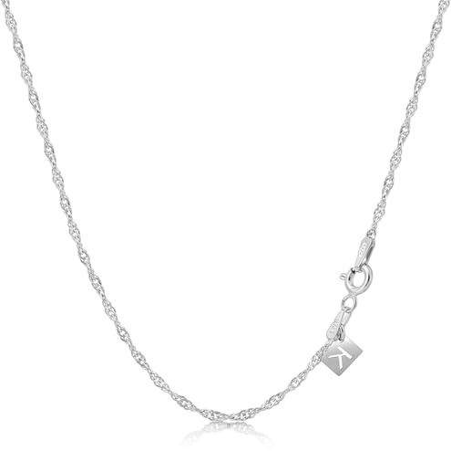 KEZEF 18k Gold Plated 925 Sterling Silver Unisex 16-30 Singapore Chain Necklace