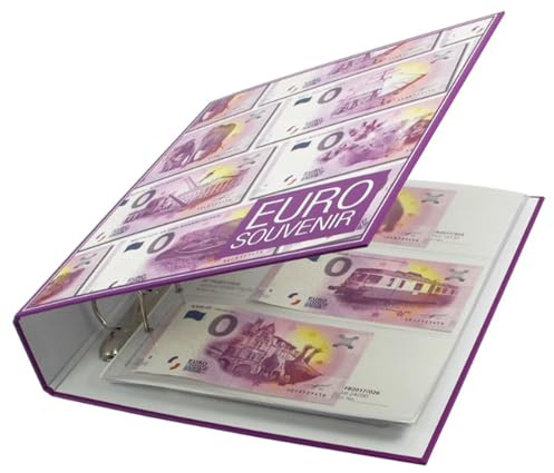 Sammelalbum für 0 Euro Scheine | Album für 0 Euro-Banknoten mit 5 Einsteckblättern 7399 | 4-Ring-Mechanik | Safe 3100