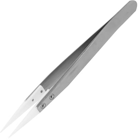 ceramic tipped tweezers. fine pointed tip. stainless steel body. high temp. resistant. High quality, Japanese. Engineer ptz-51