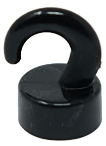 Black Plastic Mini Magnetic Hooks for Fridge, Office, Whiteboard, Noticeboard, Filing Cabinet - 12mm Dia x 20mm Tall - 1kg Pull - Pack of 10