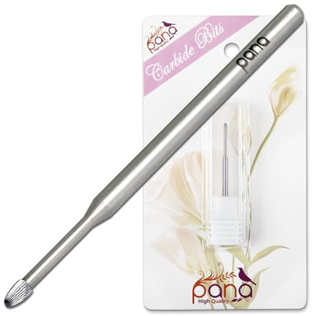 PANA 3/32 Carbide Cuticle Nail Drill Bit for Cuticle Cleaning, Dead Skin Removal, Gel Polish & Acrylic Removal, Under Nail Cleaner, Nail Salon, Manicure Tools (Snake Head - Silver, Medium)