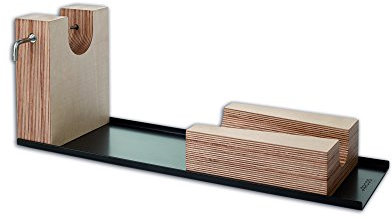 Arcos Accesorios, Soporte de Jamón Jamonero, Herrajes Metálicos 560x215x175 mm, Base de Acero Lacado en Color Negro, Madera de Abedul Color Marrón
