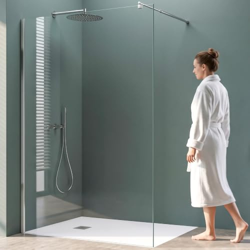 Mai & Mai Duschwand für Dusche Duschabtrennung 100x200cm Walk-In Dusche | Duschtrennwand 8mm ESG-Sicherheitsglas NANO Klarglas BRAM1 Bremen01K