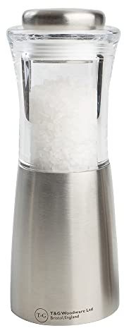 T&G 11718 CrushGrind Apollo Clear Acrylic/Stainless Steel Salt Mill, 15 cm
