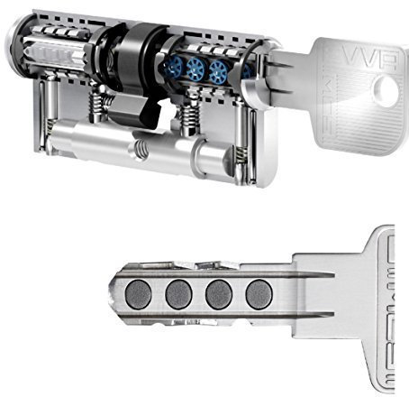 EVVA MCS Hochsicherheits-Doppelzylinder mit 4 Schlüssel, Länge (a/b) 36/36mm (c=72mm), einzigartige Magnet-Technologie (EVVA IKON Entwicklung), Not-u. Gefahrenfunktion BSZ, Modularbauweise, Aufbohr-, Abreiß- und Ziehschutz