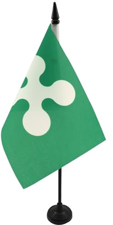 AZ FLAG Drapeau de Table Lombardie 21x14 cm Polyester 100D Socle Plastique | Usage intérieur Drapeau de bureau de la région de Lombardia finition cousue et bords renforcés