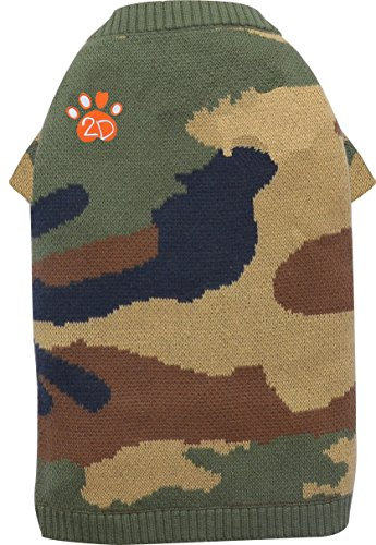 Doggydolly W355 außergewöhnlicher Strickpullover/Hundesweater in Camouflage Design, Stickerei 2D Pfote, XS