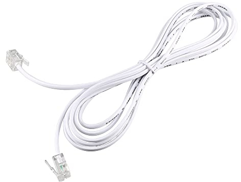 sourcing map RJ11 6P2C Telephone Line Cord Cable, 2m Long Phone Extension Cord Wire with Standard RJ11 Plug for Fax Modem ADSL, RJ11 Phone Line Modular Plug, White