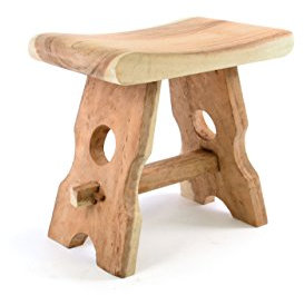 Divero Eckiger Sitzhocker Molokai aus Suar-Holz - Reine Handarbeit – Farbe: Braun